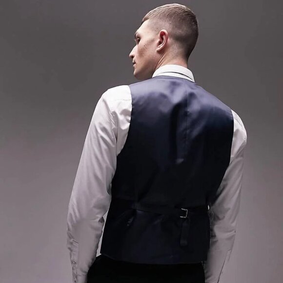 Topman SKINNY waistcoat in blue size 38 - Picture 7 of 9